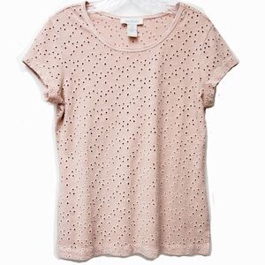 Sundance Light Tan Peach Eylet 100% Cotton Top Size XS